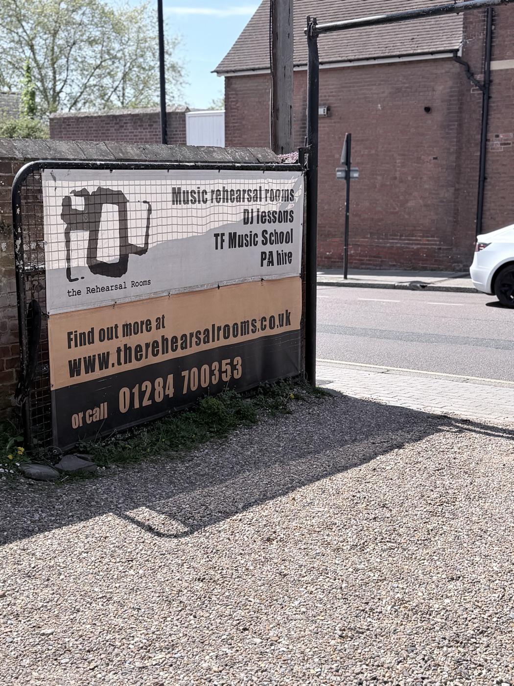 The Rehearsal Rooms sign in Bury St Edmunds